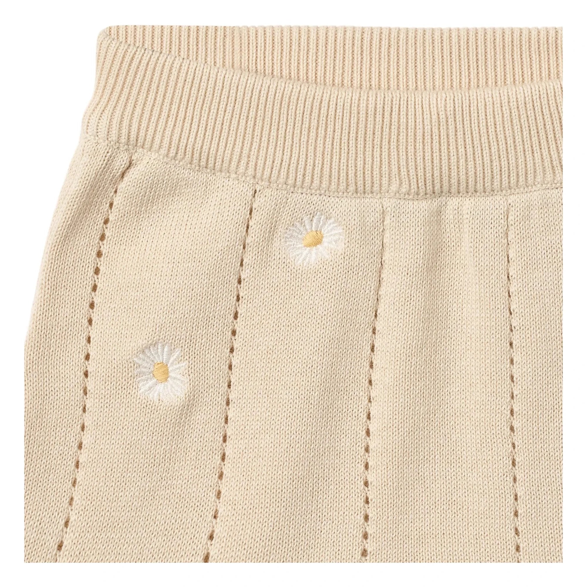 Trigo - Pantalón corto de punto de algodón orgánico Dua Flowers | Crudo