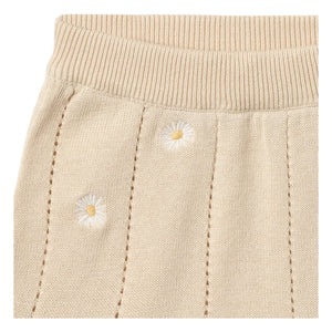 Trigo - Pantalón corto de punto de algodón orgánico Dua Flowers | Crudo
