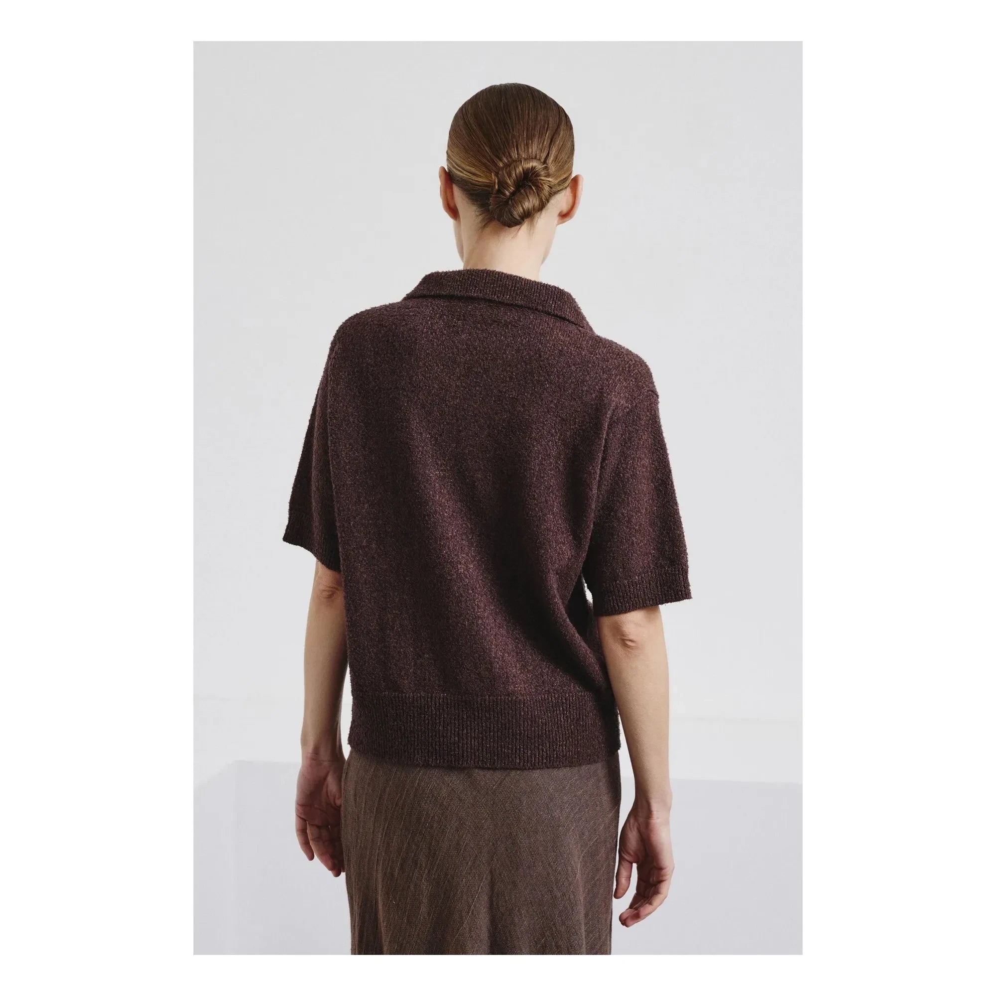 Pomandère - Polo de algodón y lino | Marrón oscuro