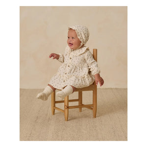 Quincy Mae - Vestido con volantes de gasa de algodón orgánico con estampado floral | Crudo
