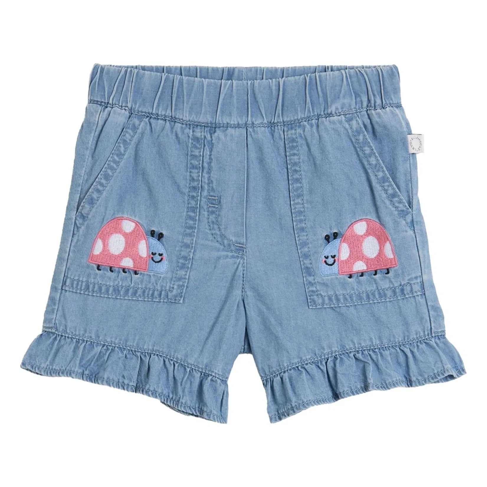Stella McCartney Kids - Shorts vaqueros cortos Ladybirds de algodón orgánico | Azul