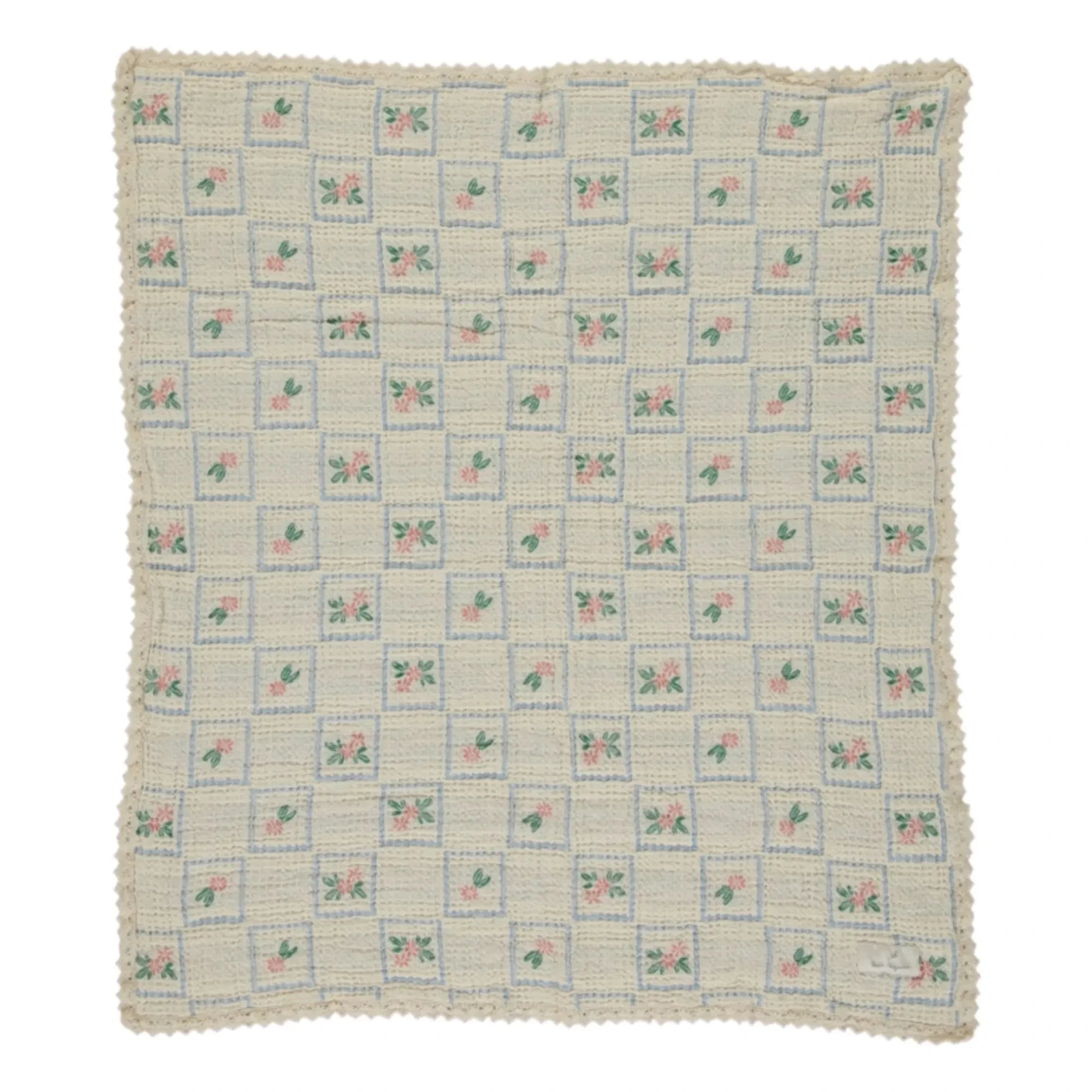 Bebe Organic - Manta de algodón orgánico con estampado floral Waffle | Crudo