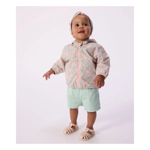 Petit Bateau - Cortavientos con estampado floral de fibra reciclada para bebé | Turquesa