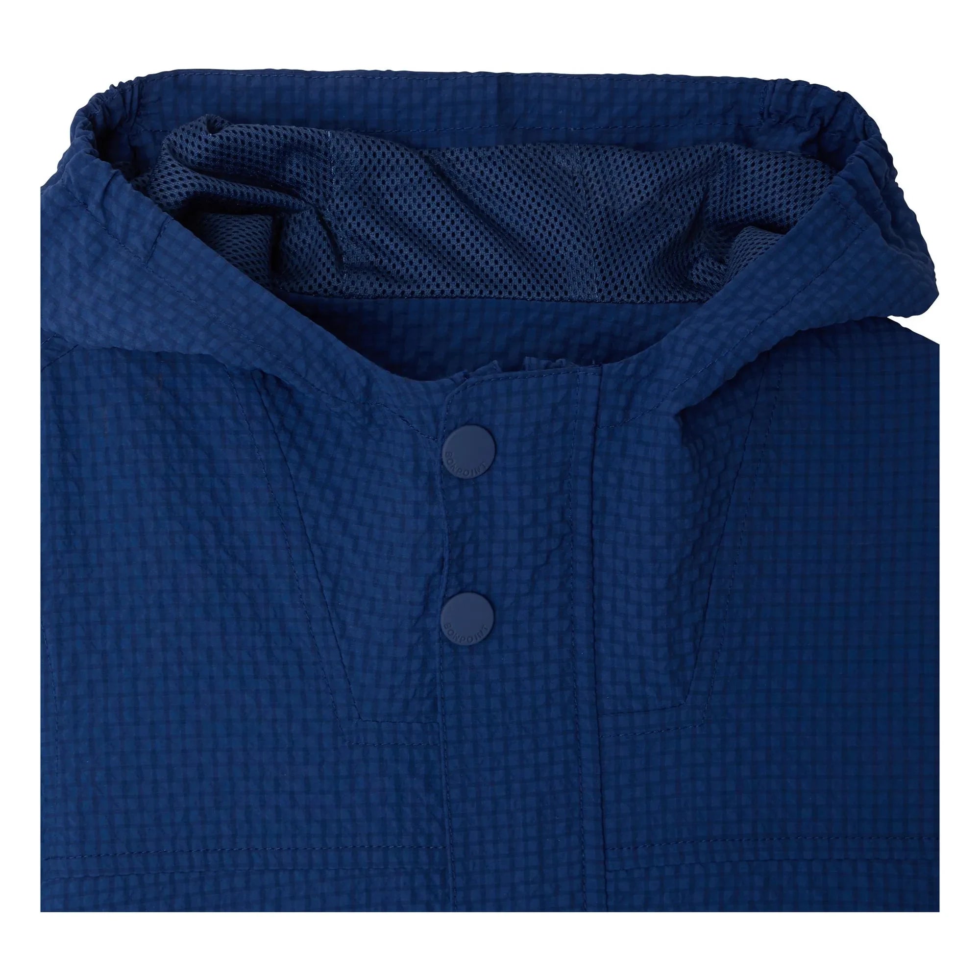 Bonpoint - Chaqueta con capucha de seersucker moteado Lenny de fibra reciclada | Índigo