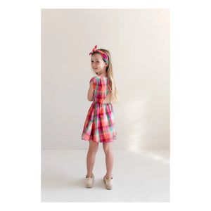 Jenest - Vestido Kiki, Algodón Orgánico a Cuadros | Fucsia