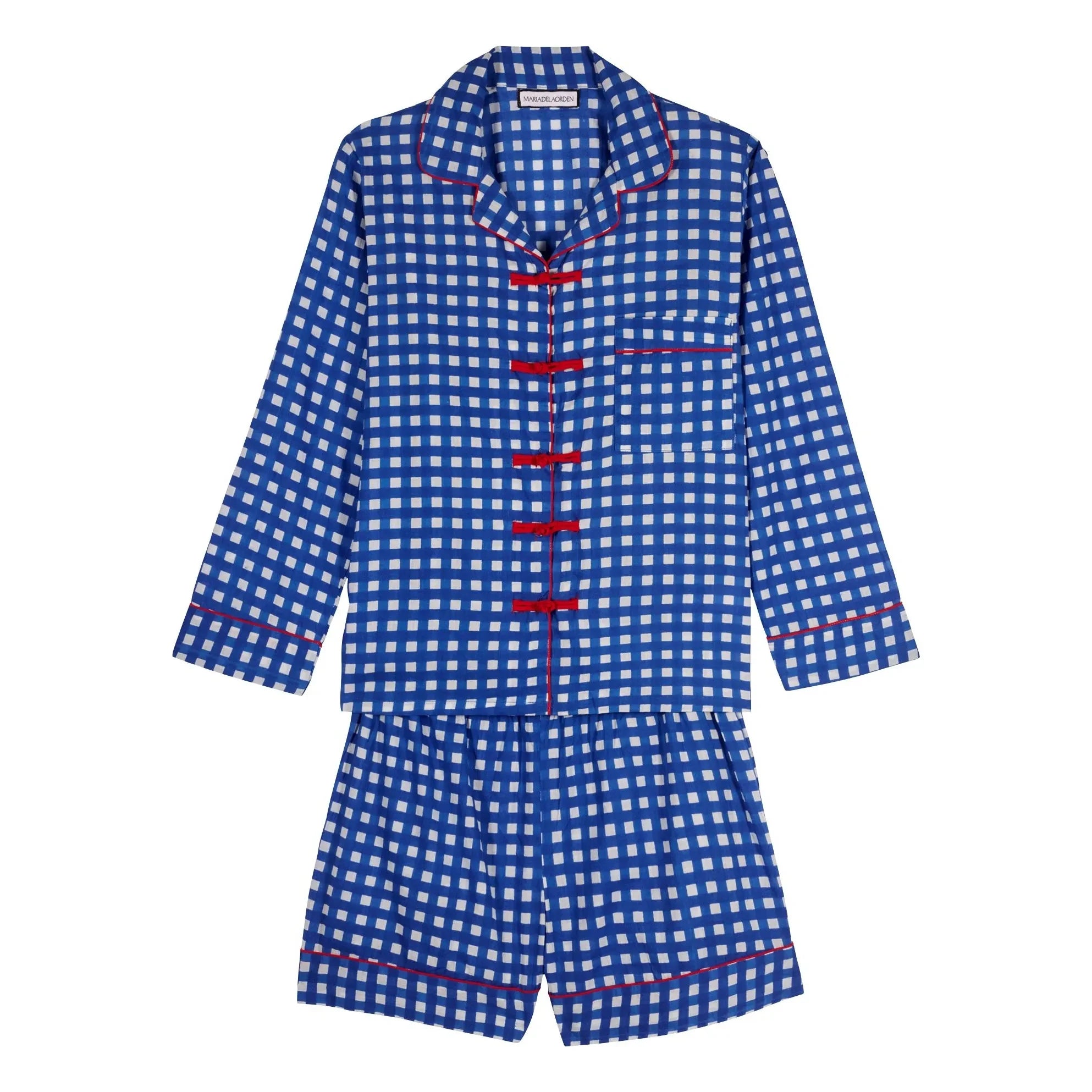 Maria de la Orden - Pijama de algodón a cuadros Cali | Azul real