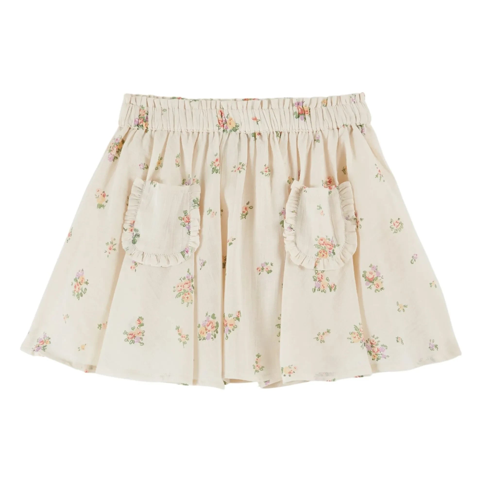 Emile et Ida - Falda de algodón orgánico con estampado floral | Color crema
