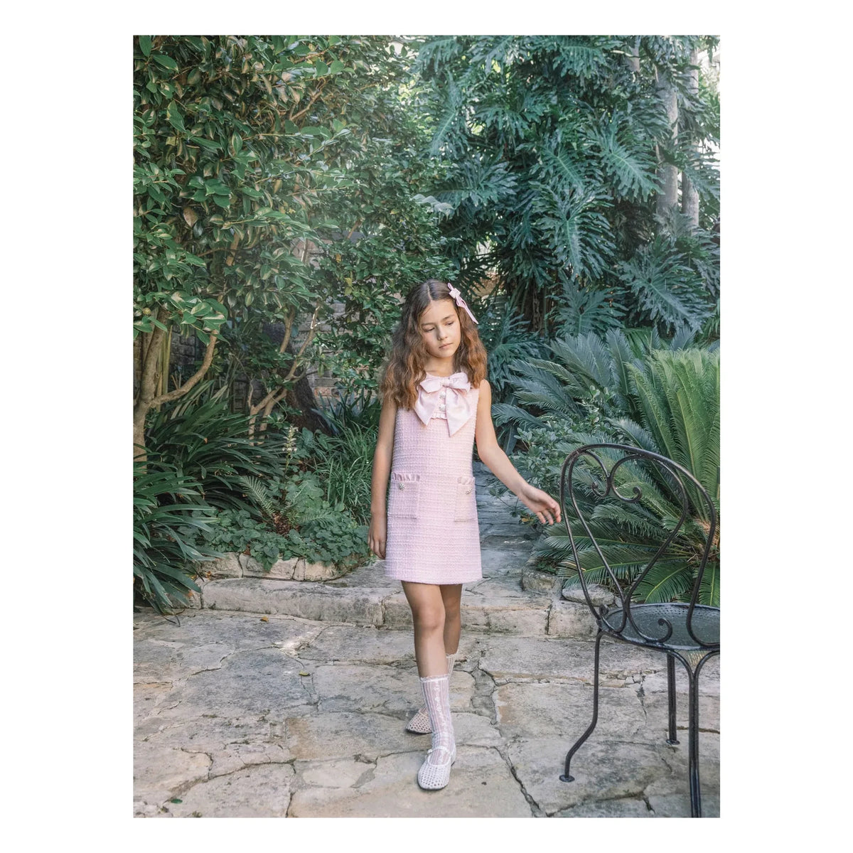 Tutu du Monde - Vestido de tweed con hojas rosa empolvado | Rosa empolvado