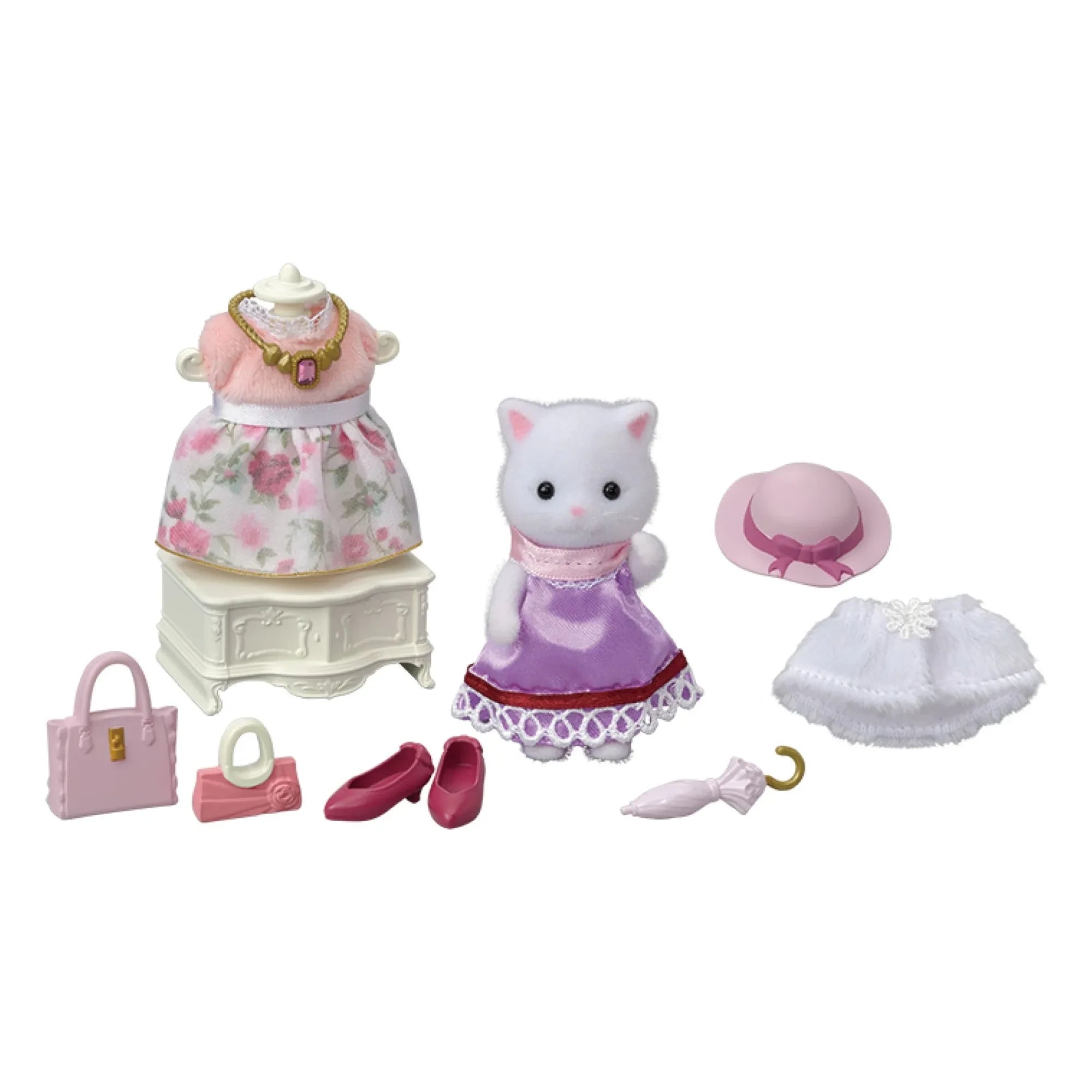 Sylvanian Families - Maleta de moda y hermana mayor Gata Persa