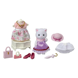 Sylvanian Families - Maleta de moda y hermana mayor Gata Persa