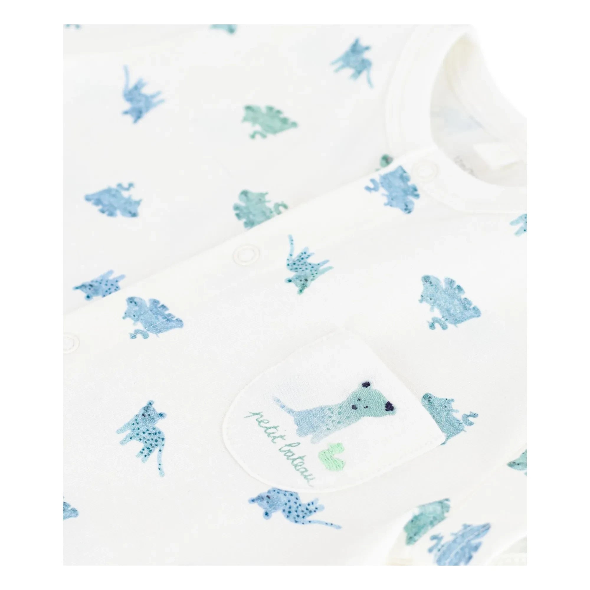Petit Bateau - Mono de algodón orgánico con estampado de animales | Blanco