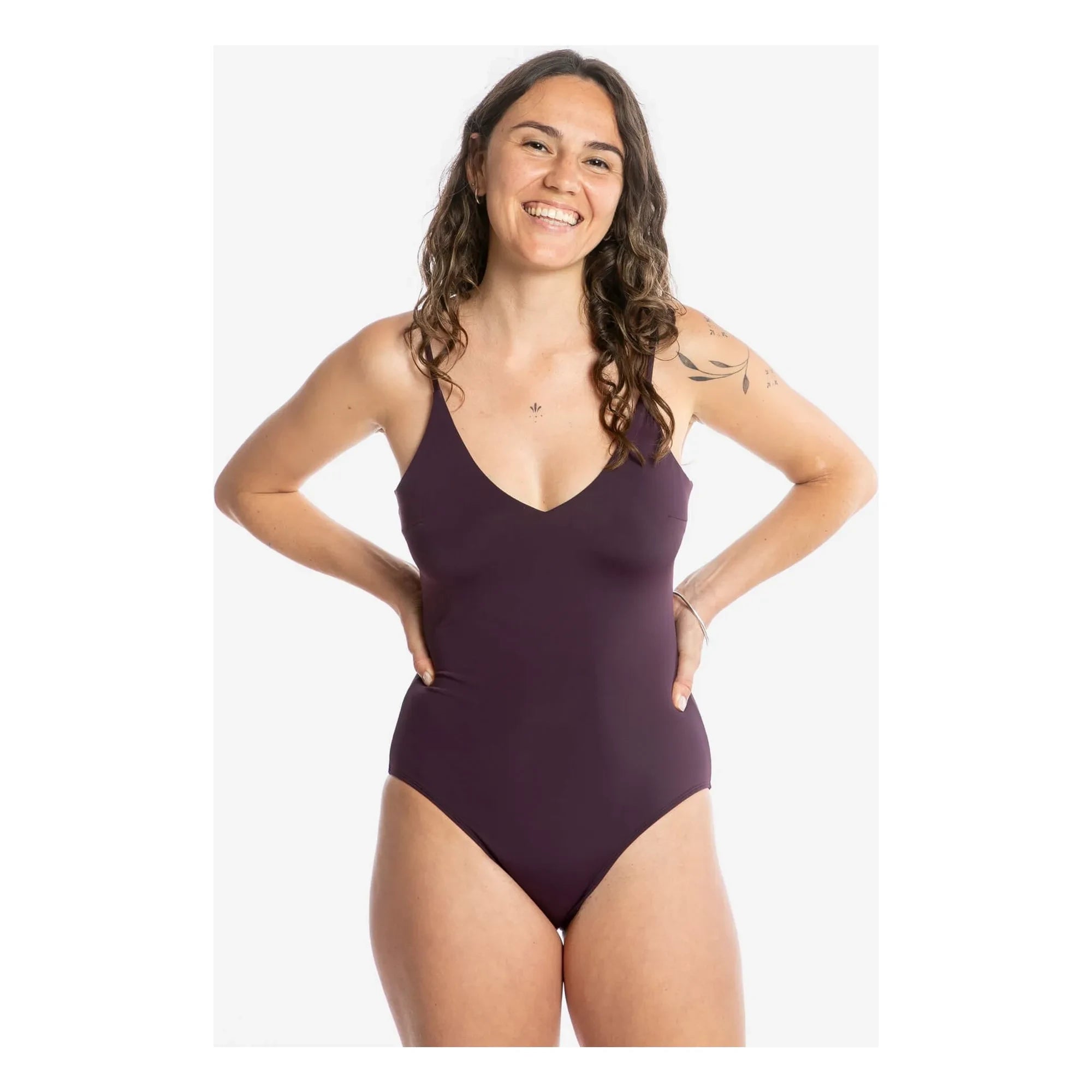 Matona - 1 pieza Jersey escote en V Fibras recicladas | Berenjena