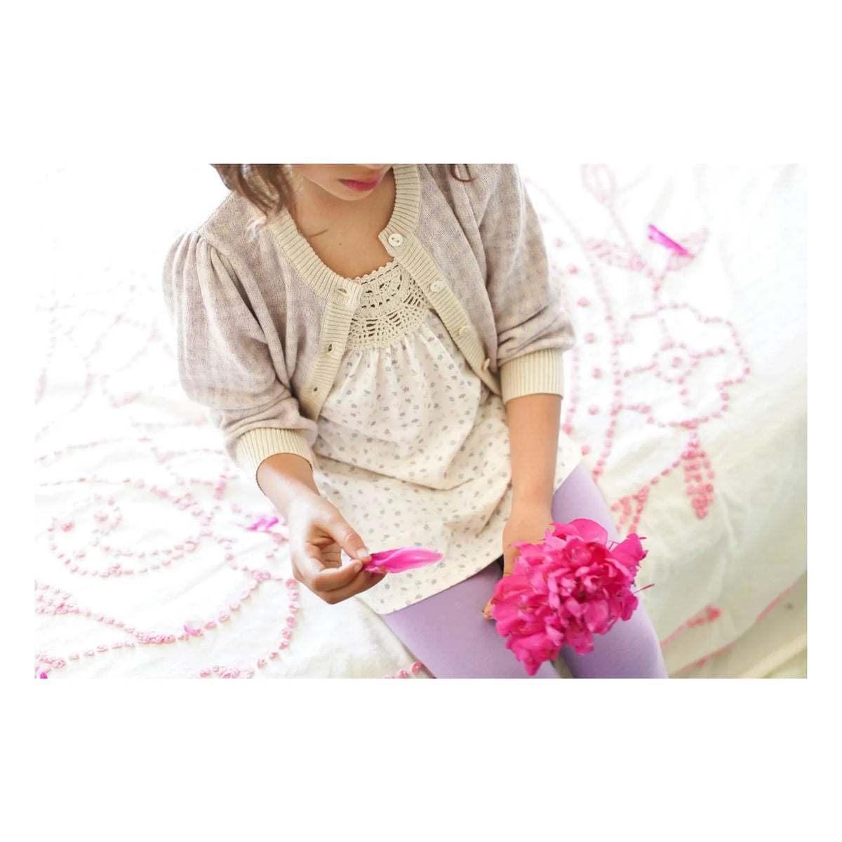 Soor Ploom - Cárdigan de algodón orgánico a cuadros rosas | Lila