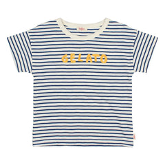 Búho - Camiseta de algodón orgánico Gelato de rayas | Azul marino