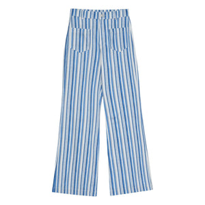 the new society - Olmo Cotton Striped Trousers | Blue