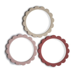 Mushie - Pulseras Mordedoras de Silicona - Set de 3 | Rosa