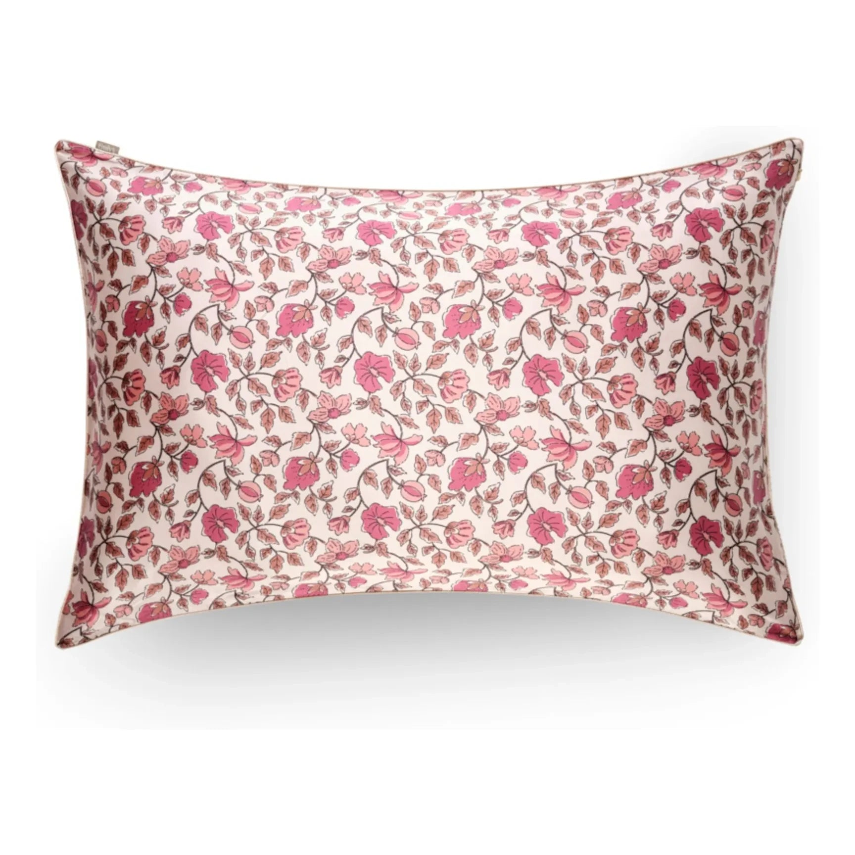 Emily's Pillow - Funda de almohada de seda de morera con estampado floral | Rosa