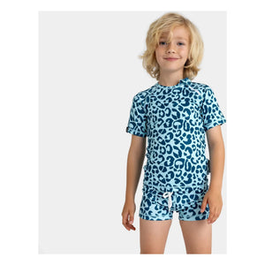 Beach & Bandits - Camiseta de protección UV Ocean Leopard Fibras recicladas | Azul