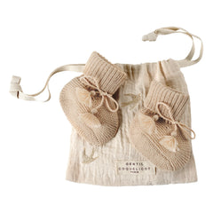 Gentil Coquelicot - Botitas de ganchillo y saquito bordado | Beige