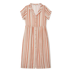 Matona - Vestido camisero midi de lino a rayas | Crudo