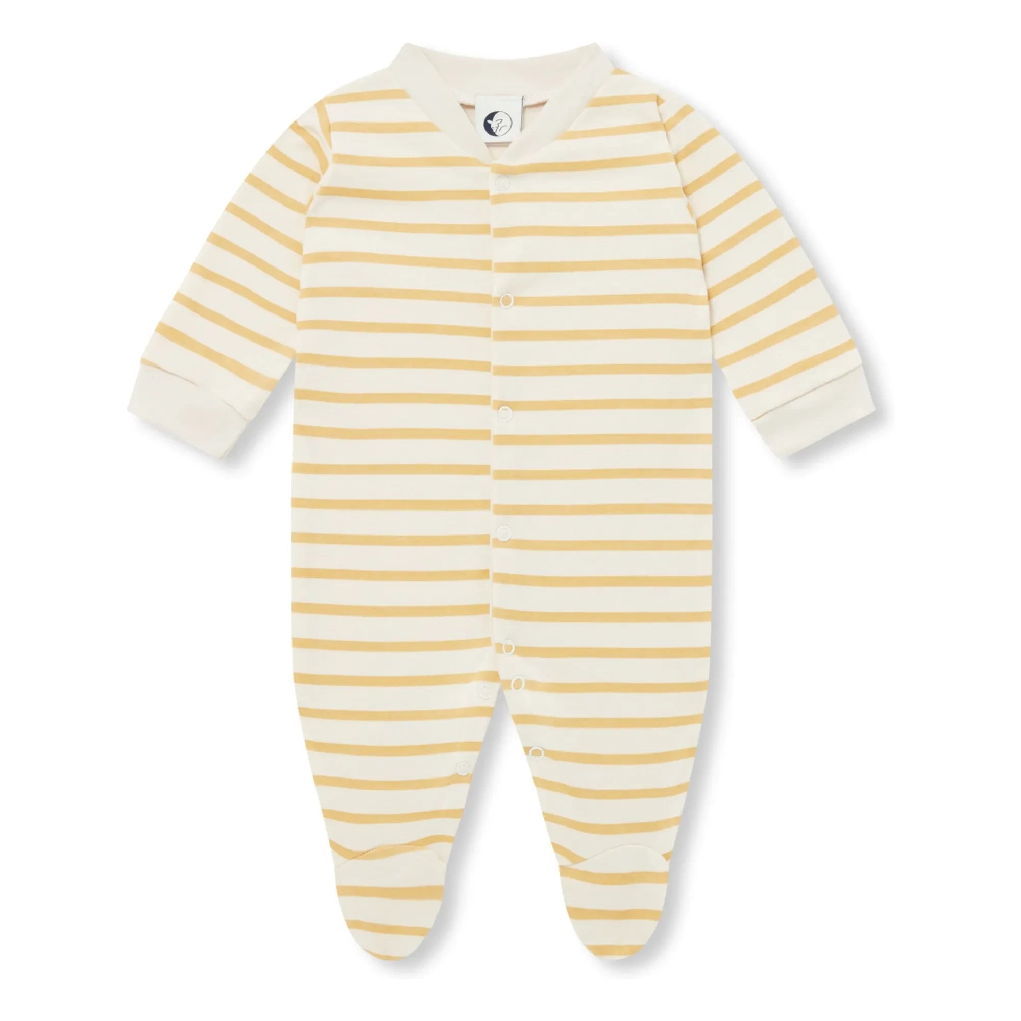 Sleepy Doe - Pijama de algodón orgánico a rayas con pies | Amarillo