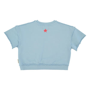 Piupiuchick - Sudadera de manga corta Lettre A Algodón orgánico | Azul claro