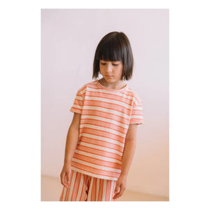 Studio Bohème - Camiseta de Algodón Orgánico Básica de Rayas | Rosa