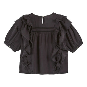 Emile et Ida - Blusa de algodón con volantes | Negro