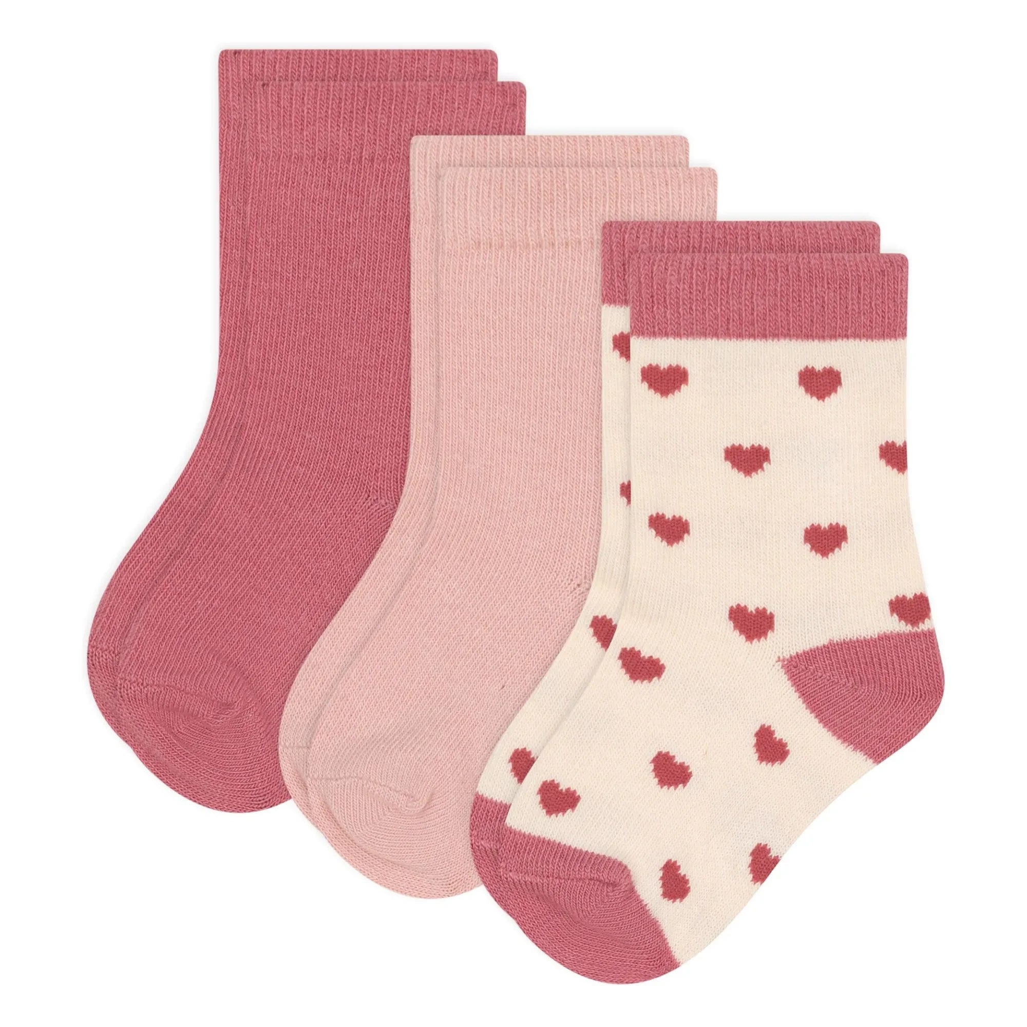 Petit Bateau - Calcetines de bebé con corazón, 3 pares | Salvia