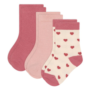 Petit Bateau - Calcetines de bebé con corazón, 3 pares | Salvia