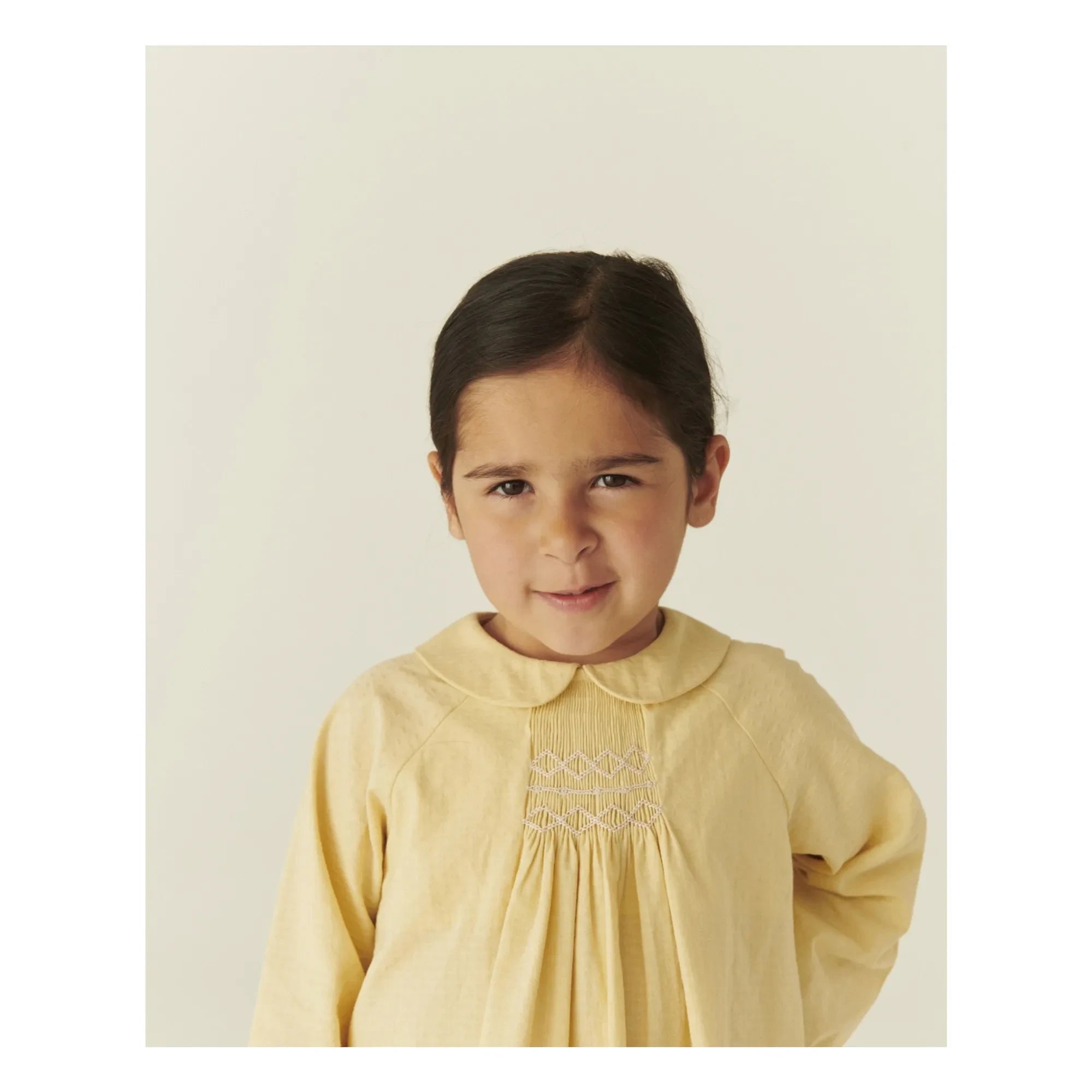 Copenhagen Colors - Blusa fruncida de algodón orgánico | Amarillo pálido