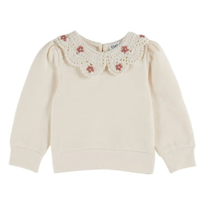 Emile et Ida - Claudine Yaka Sweatshirt Organik Pamuk | Krem