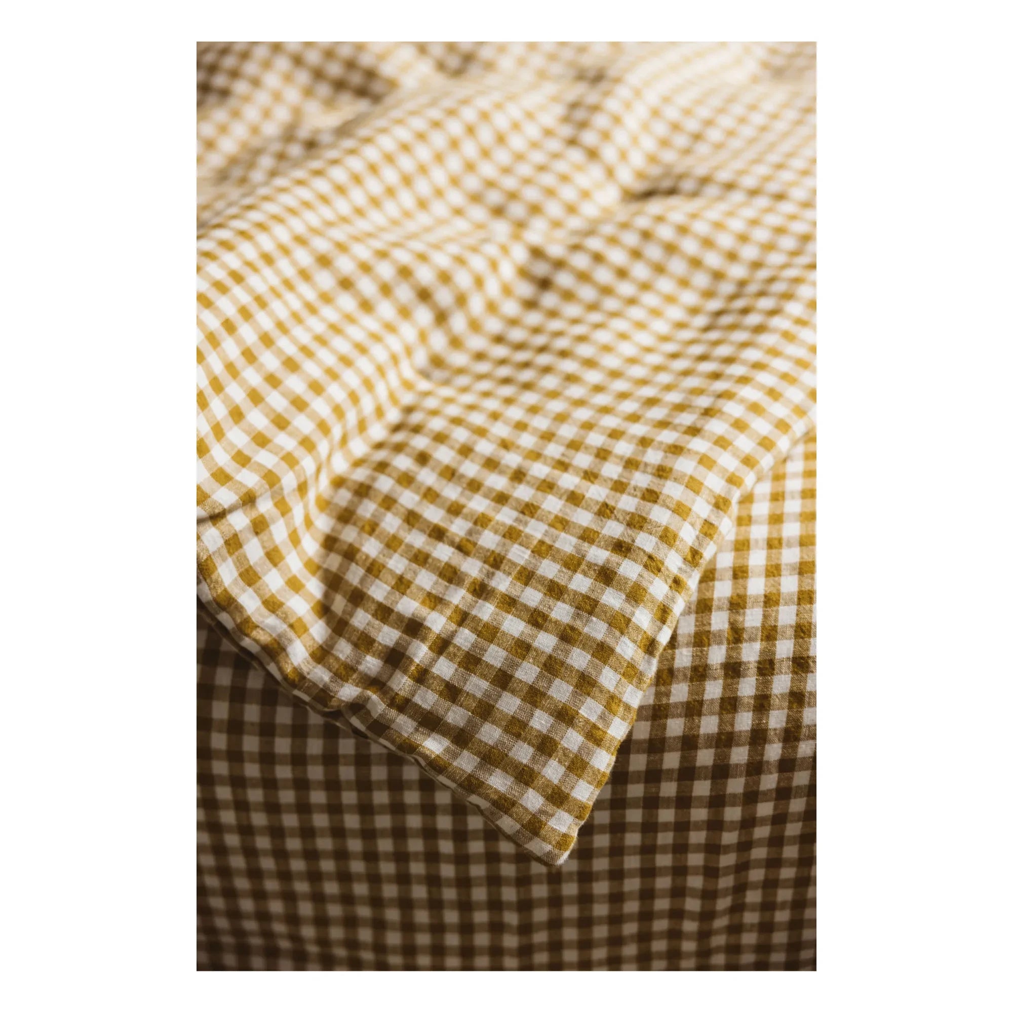 Gabrielle Paris - Funda nórdica de lino lavado Gingham | Cúrcuma