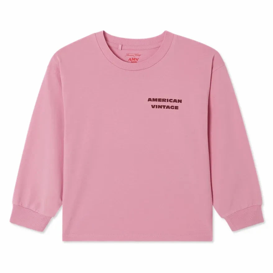 American Vintage - Fizvalley Camiseta infantil de cuello redondo | Rosa