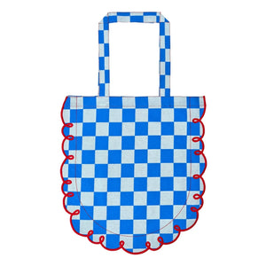 Bitossi - Bolso tote de algodón guinga Dama Azzurro | Azul