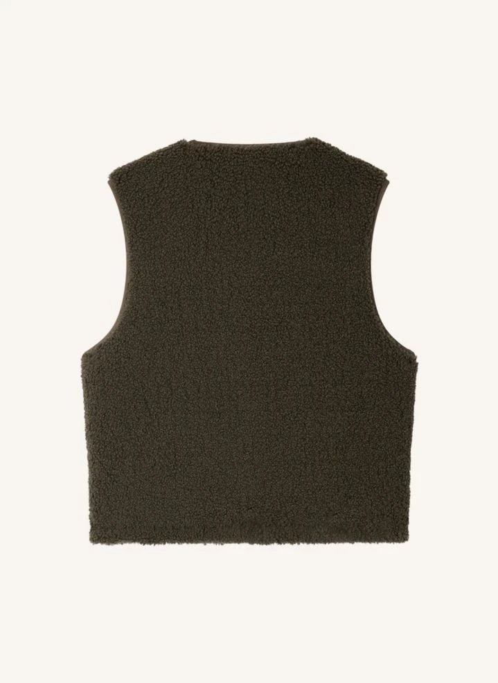 Bonpoint - Chaleco Sherpa Junior Verde Oscuro