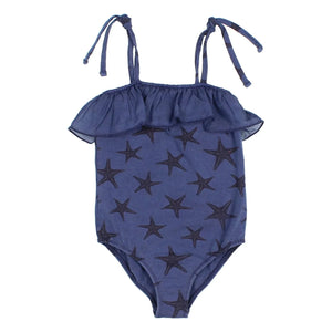 Búho - Estrellas de mar Mayólica Algodón orgánico | Azul marino