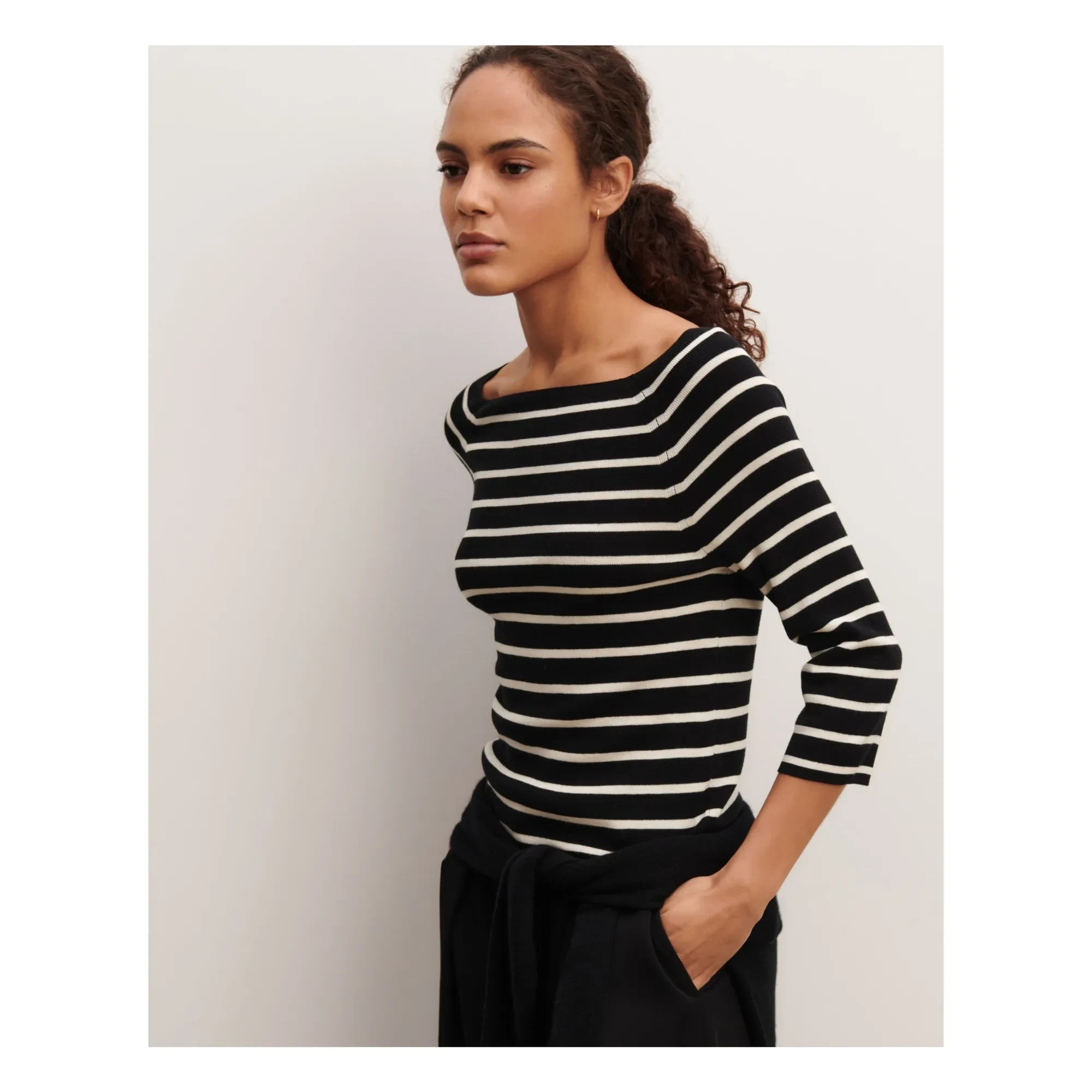 Bompard - Top marinero de seda y cachemir negro