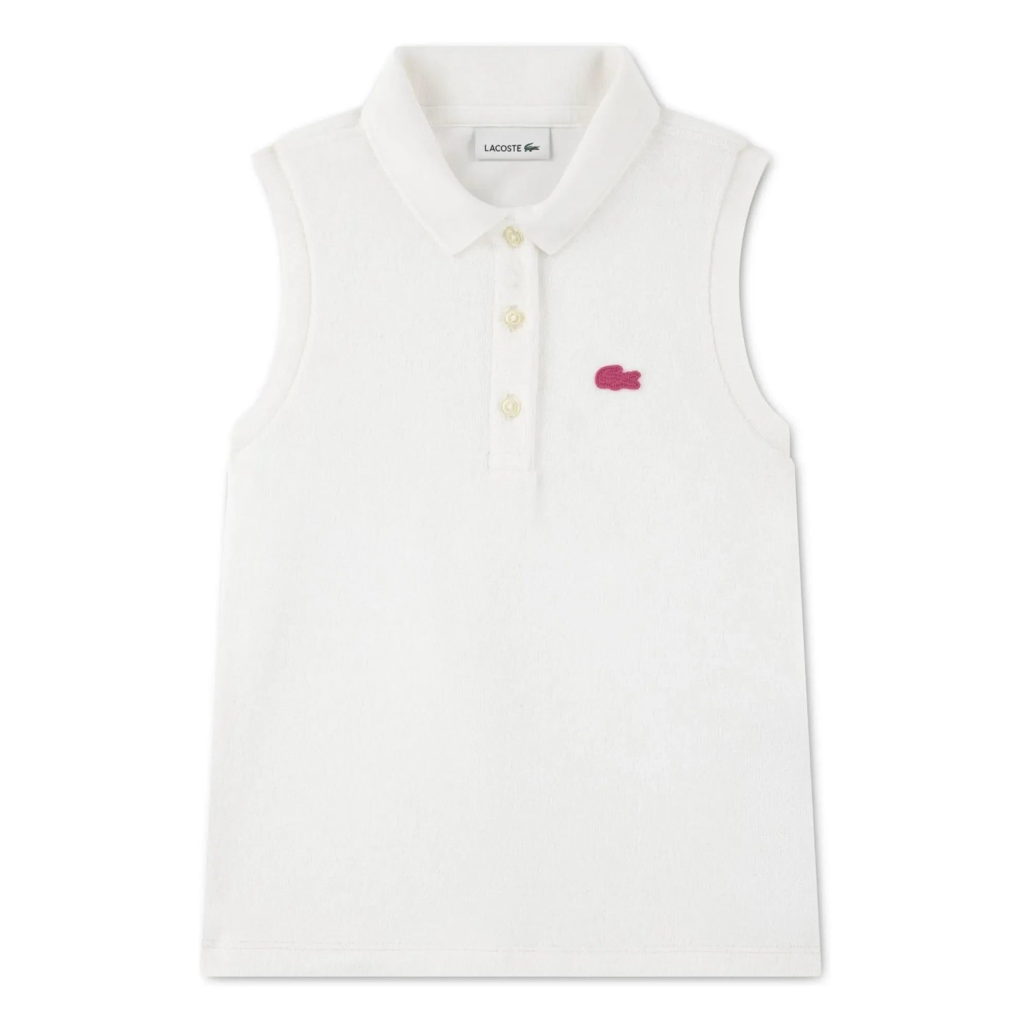 Lacoste - Polo sin mangas de algodón orgánico con logo | Blanco roto