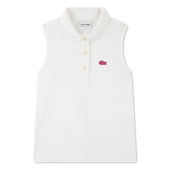 Lacoste - Polo sin mangas de algodón orgánico con logo | Blanco roto