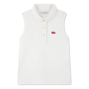 Lacoste - Polo sin mangas de algodón orgánico con logo | Blanco roto