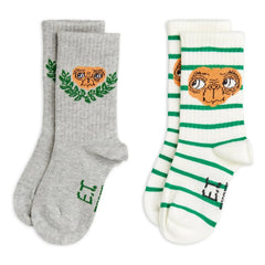 Mini Rodini - 2 pares de calcetines E.T. de algodón orgánico | Gris jaspeado