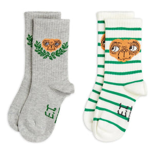 Mini Rodini - 2 pares de calcetines E.T. de algodón orgánico | Gris jaspeado