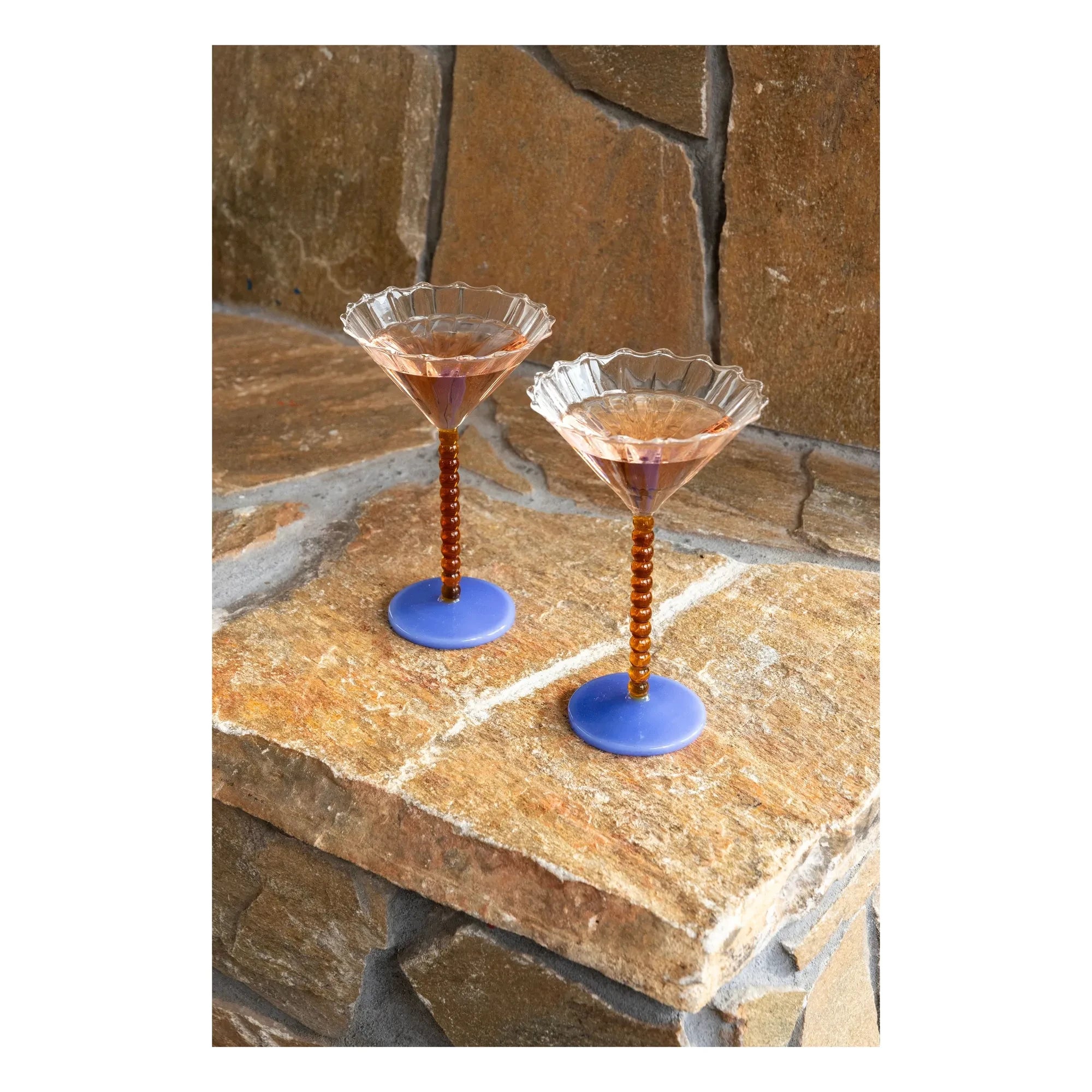 &Klevering - Copas de perlas de color ámbar - Juego de 2