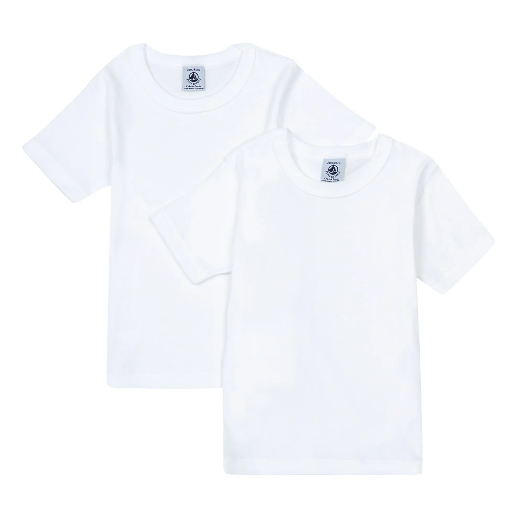 Petit Bateau - Conjunto de 2 camisetas de algodón orgánico | Blanco