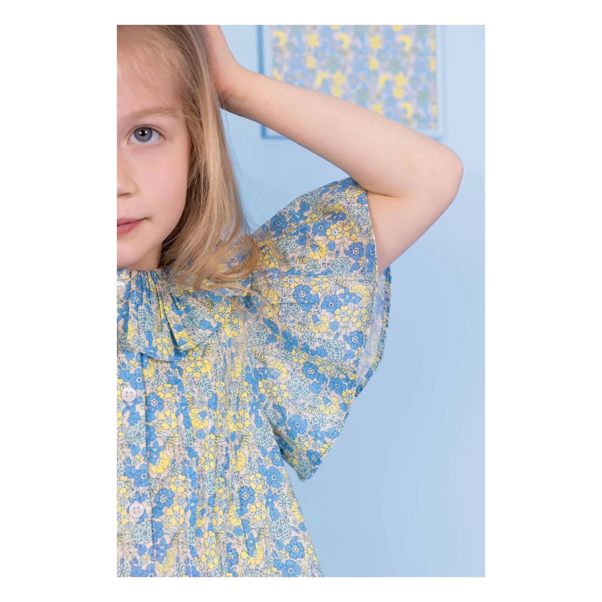 Bonton - Blusa con cuello Claudine Nancy estampado floral | Azul