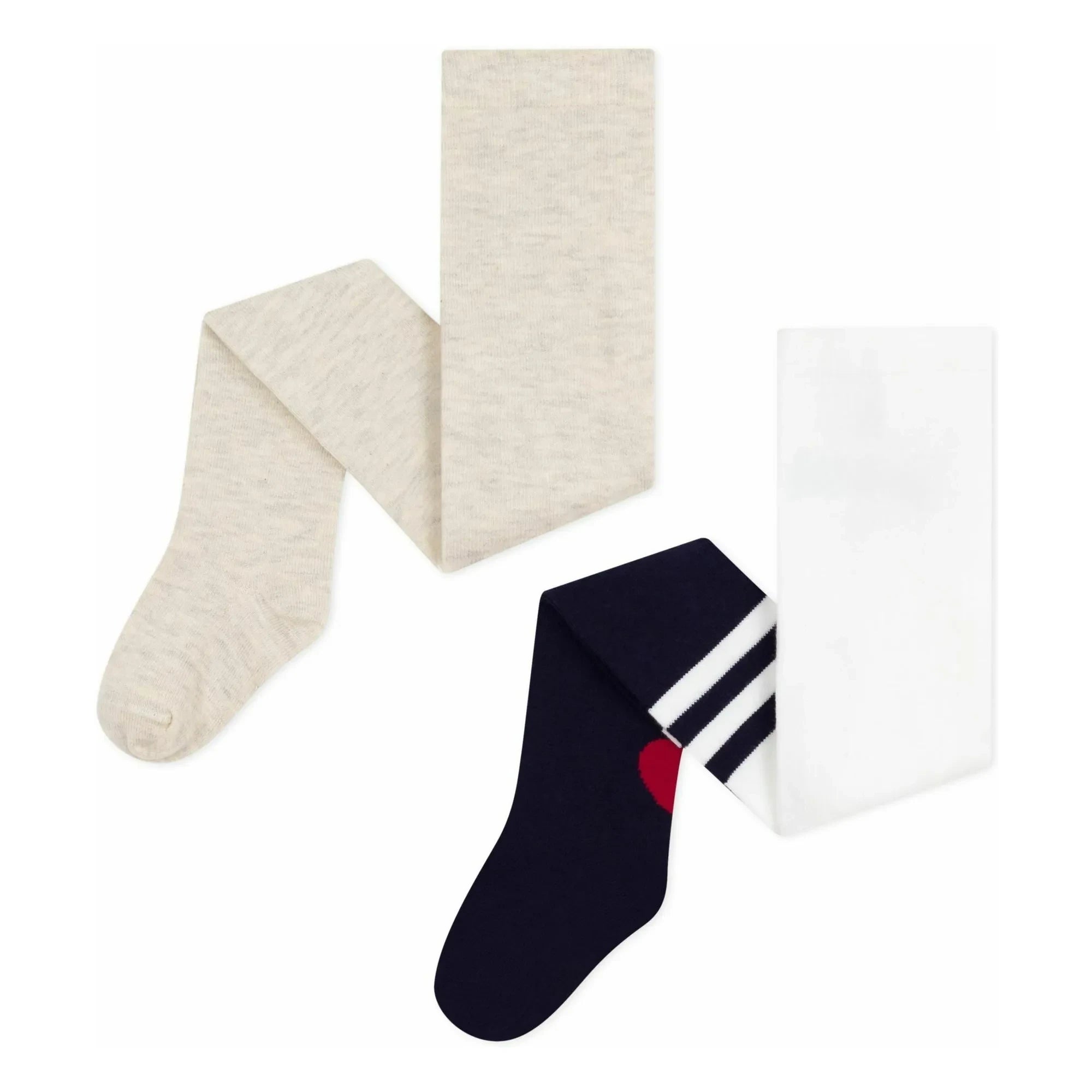 Petit Bateau - Calcetines altos con motivo de corazón, 2 pares | Azul marino