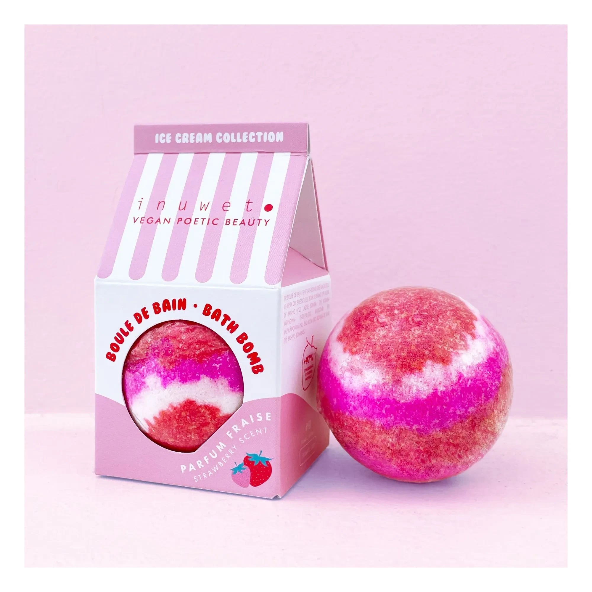 Inuwet - Bomba de baño helado de fresa - 120 g