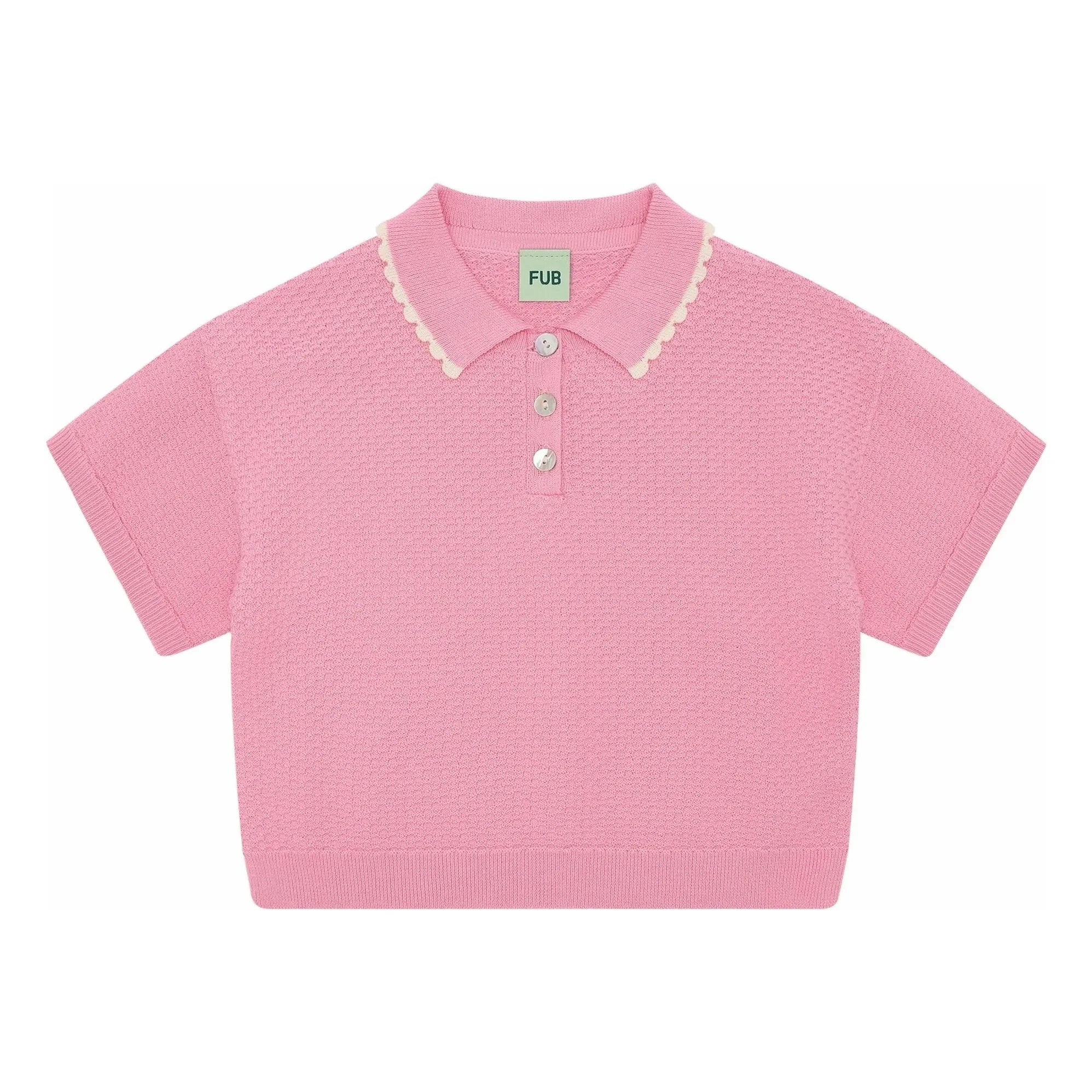 FUB - Polo Oversize de piqué fino de algodón orgánico | Rosa caramelo