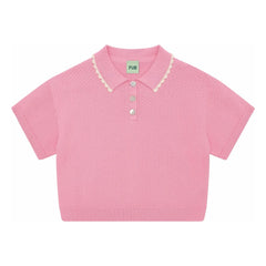 FUB - Polo Oversize de piqué fino de algodón orgánico | Rosa caramelo